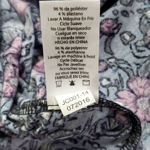 LuLaRoe Womens Medium Randy Top Black Sleeves Blue Pink Floral Raglan Tunic Shir - Picture 6 of 7